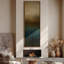 Grand art mural encadré sur toile - brume, tons de terre abstraits et sarcelle, horizon brumeux, 60 po x 20 po-1784233218-1784233217