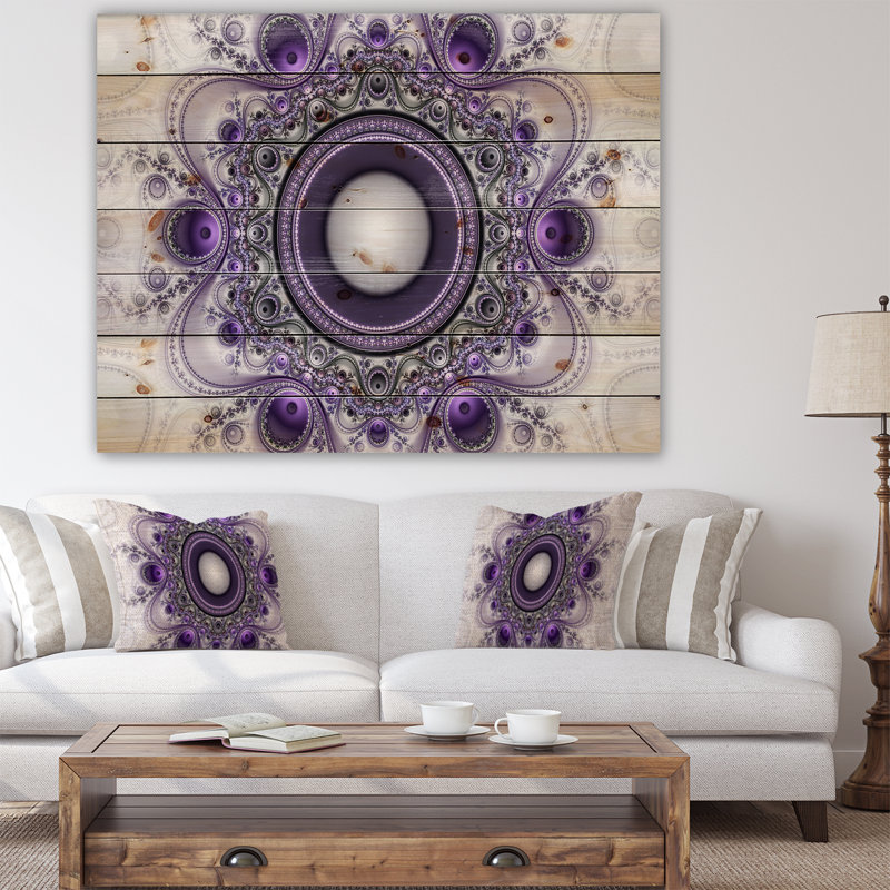 « mauve à motif fractal avec cercles », impression, H 15 po x l 20 po x P 1 po, Bois