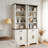 Book Cabinet with 2 Doors and 1 Drawer, Tall Storage Cabinet with Adjustable Shelves, 4 Tier Bookcase with Cabinet for Home Office, Living Room (Antique White)