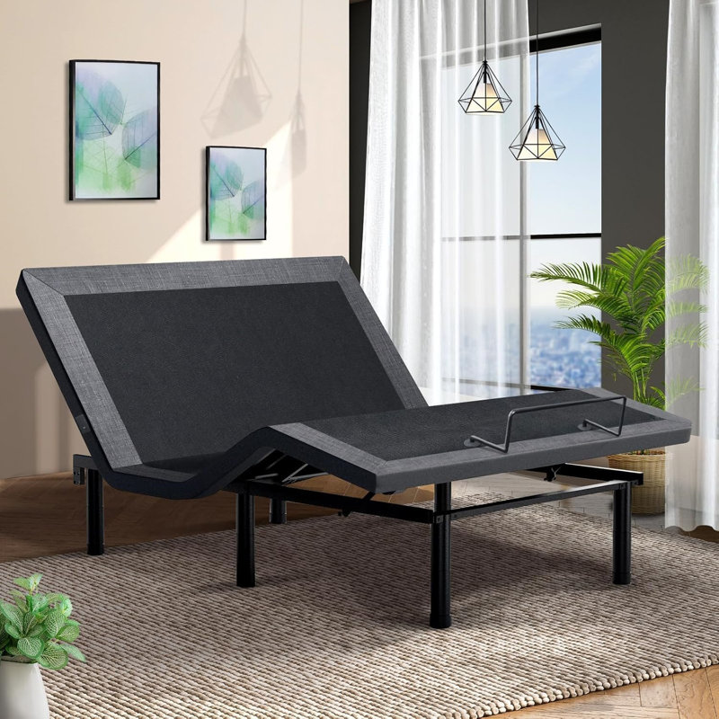 Base de lit réglable avec 19 fonctions de contrôle, application Bluetooth, massage double, ports USB de type A + C, inclinaison de la tête / du pied, gravité zéro, lumières sous le lit