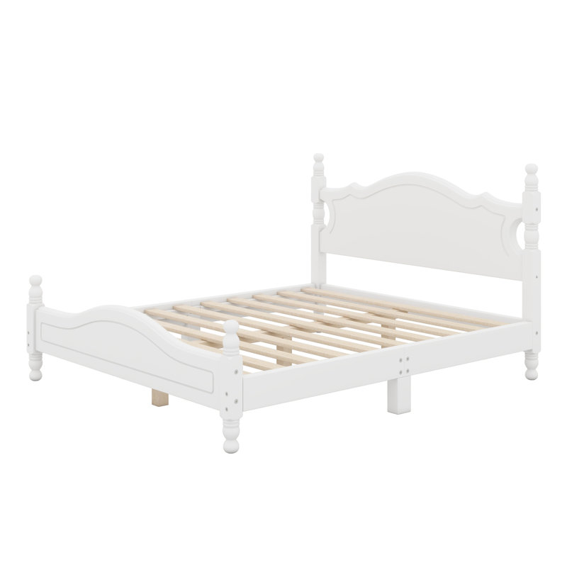Base de lit plateforme en bois, Blanc
