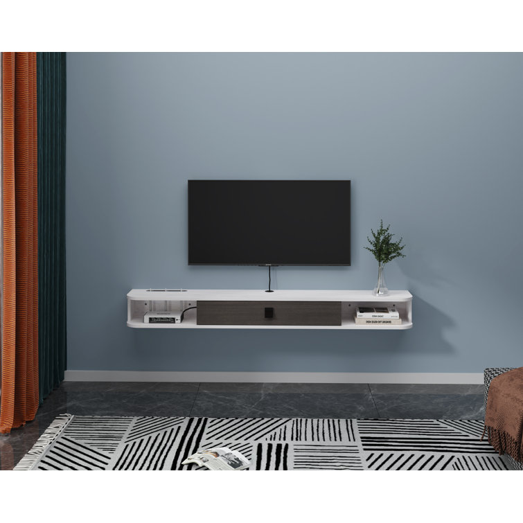 Pmnianhua Floating TV Unit, 67'' Wall Mounted TV Cabinet, Floating Shelves  with 4 Cabinets, Wooden Entertainment Media Console Center Large Storage TV