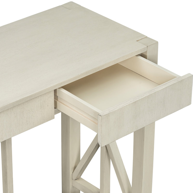 Console en placage de bois avec 4 tiroirs spacieux, ouverte en dessous, X pour chambre à coucher, salle à manger de conception croisée, pièce de base, couloir