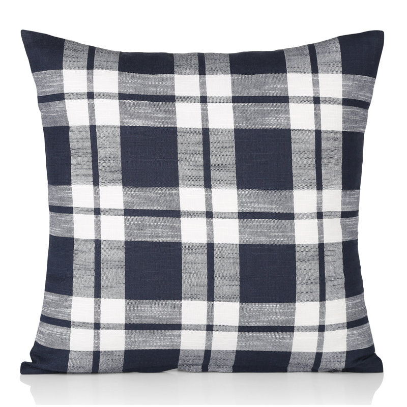 Lowry Plaid Square Cushion Cover, Navy