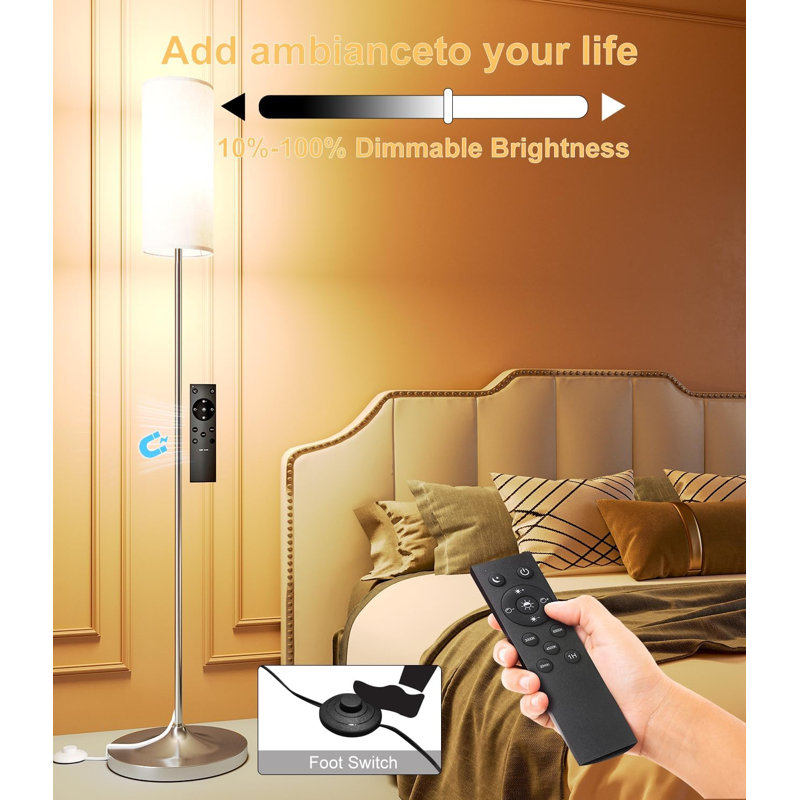 LED Floor Lamp for Living Room, Dimmable Standing Lamps with Foot Switch