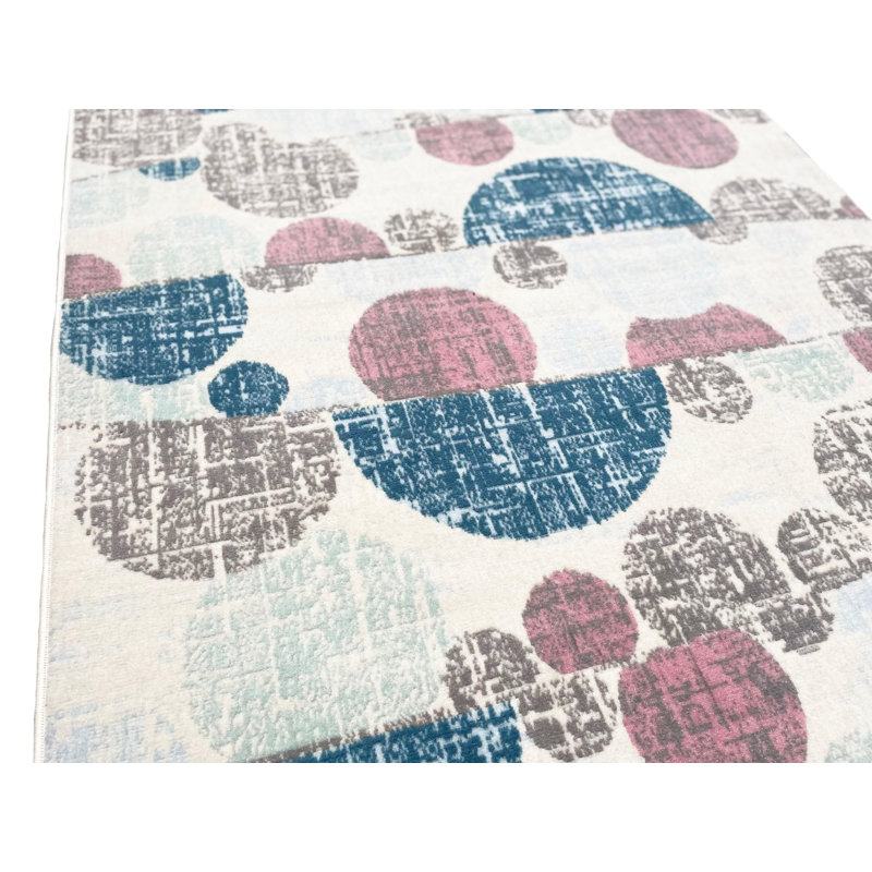 Tapis géométrique beige à pois moderne 8 pi x 10 pi