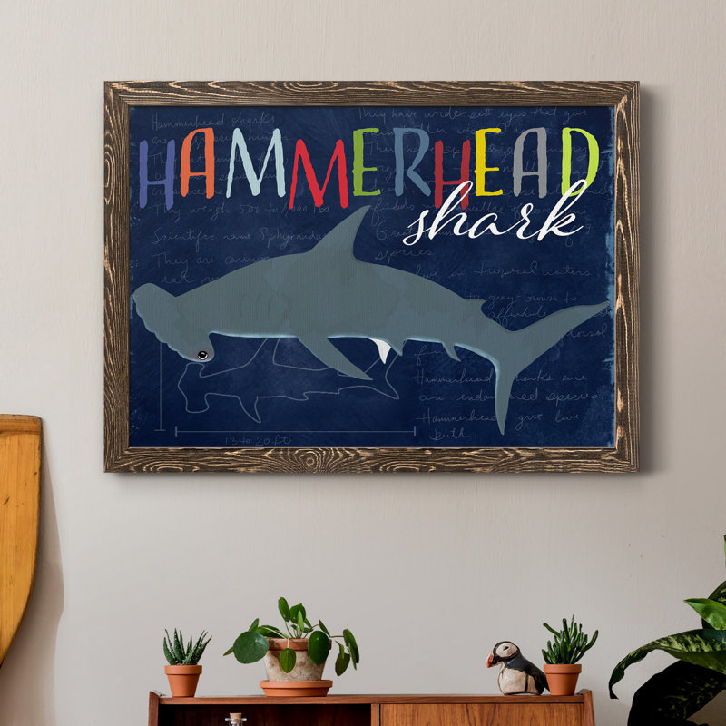 " Hammerhead Shark " Painting Print, Walnut, 31" H x 44" W x 1" D