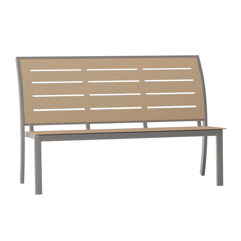 Bazza Powder Coated Aluminium Outdoor Bench, Kona P10, Textured Warm Gray