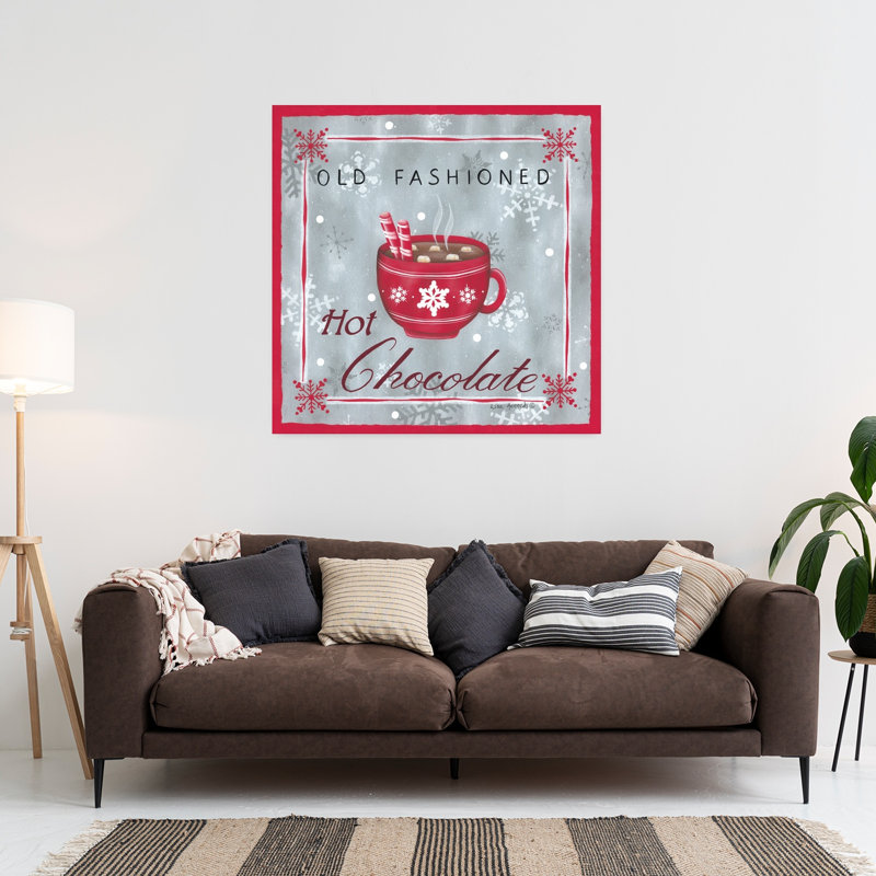 Chocolat chaud, art abstrait d'hiver contemporain, H 36 po x l 36 po