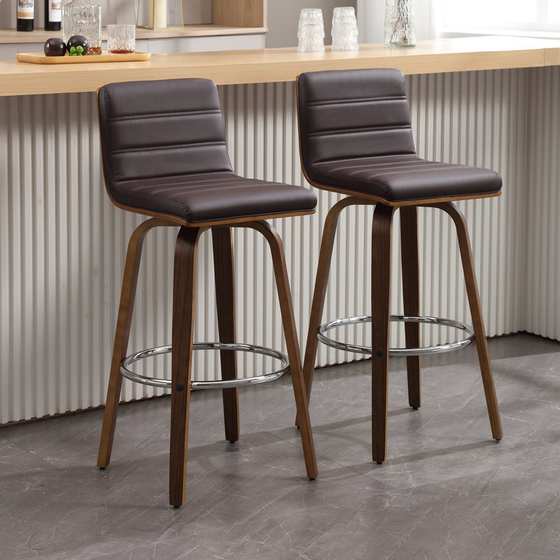 Tabouret pivotant rembourré, Tabouret de bar (siège d'une hauteur de 29 po), Brun