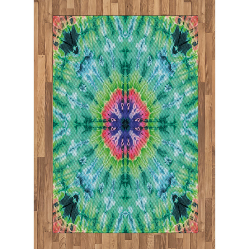 Tapis décoratif vert à haute densité en fibres longues, Rectangle— 4 pi x 5 pi 8 po