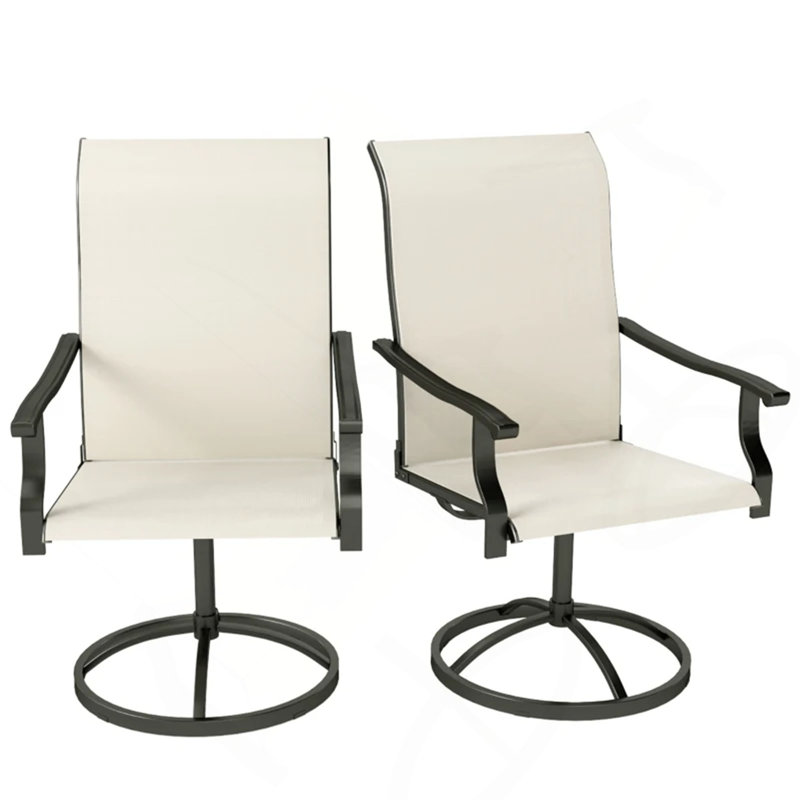 Ensemble de 2 chaises d'extérieur, chaises pivotantes, Beige/noir
