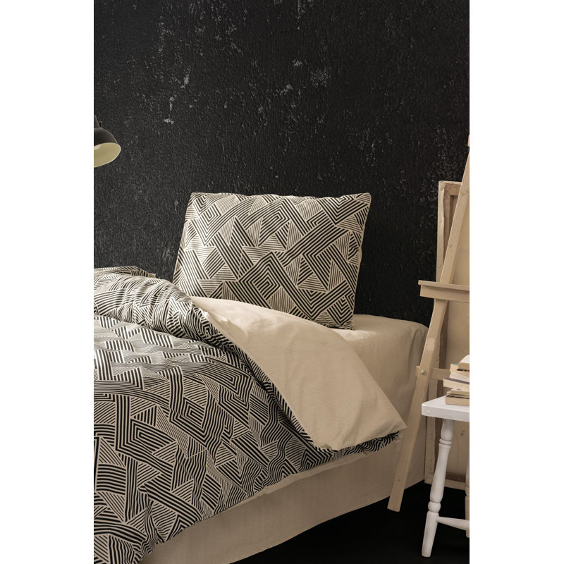 Ensemble de housse de courtepointe 100% coton de qualité supérieure, couleur pierre | Housse de couette 53,1 po x 78,7 po et 1 taie d'oreiller 31,5 po x 31,5 po | Lavable à la machine, 145 fils, impression élégante des pigments et fermeture à boutons