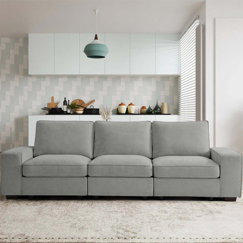 Canapé rembourré modulaire, H 33 po x l 100,5 po x P 32 po, 3, Beige