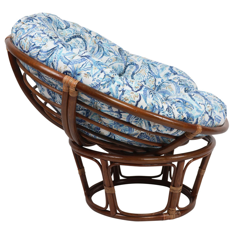 Coussin d'extérieur Papasan (coussin seulement), White/Faylinn Lapis Paisley, 52" W x 52" D