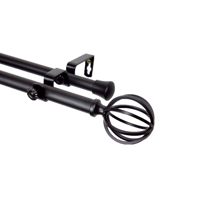 Tringle à rideaux double Swearingen, l 120 po à 170 po, Noir