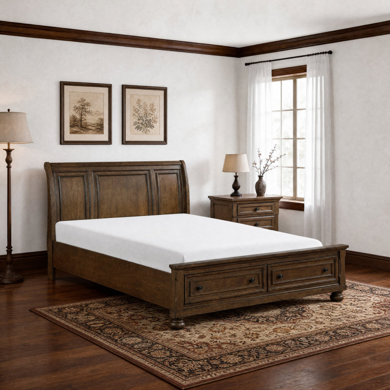 Dianna Platform Bed with Footboard Storage, Queen, Dark Brown