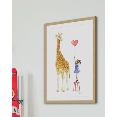 Giraffe and Girl 1 Piece Wall Art