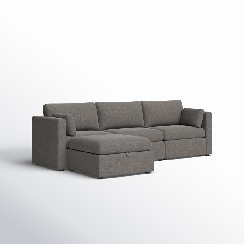 Canapé modulaire rembourré avec repose-pieds 4 pièces 112,6 po Winfree, Gris fossile