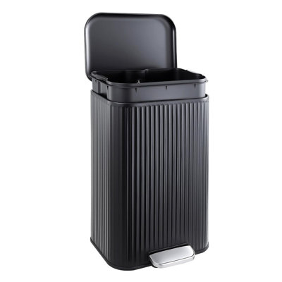 8/13 Gal Stainless Steel Step Trash Can with Soft-Close Lid, Fingerprint-Resistant, Removable Inner Bucket for Bathroom, Kitchen, Office