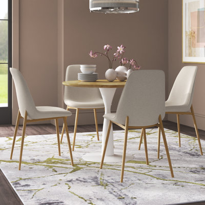 Folmar 4 - Person Dining Table Sets With 35'' Round Table & 4 Upholstered Fabric Chairs