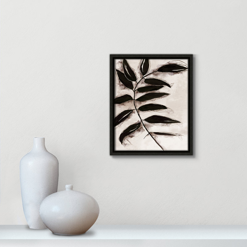 Feuilles II - Toile à cadre flottant, H 11,5 po x l 9,5 po x P 2 po, Cadre espresso