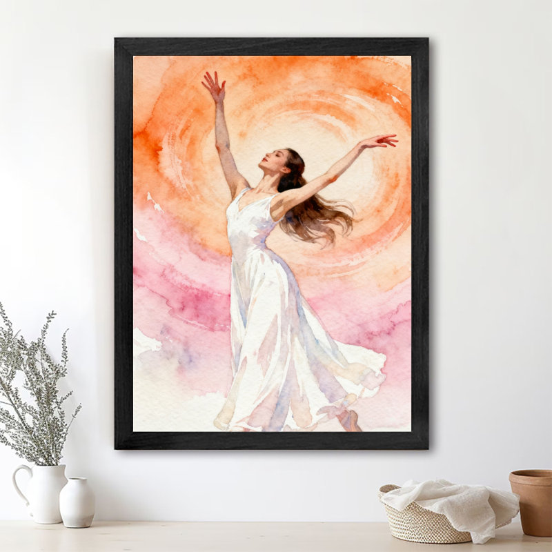 Art encadré noir, une danseuse de ballet élégante et dynamique, impressions encadrées de style rétro, H 11 po x l 9 po