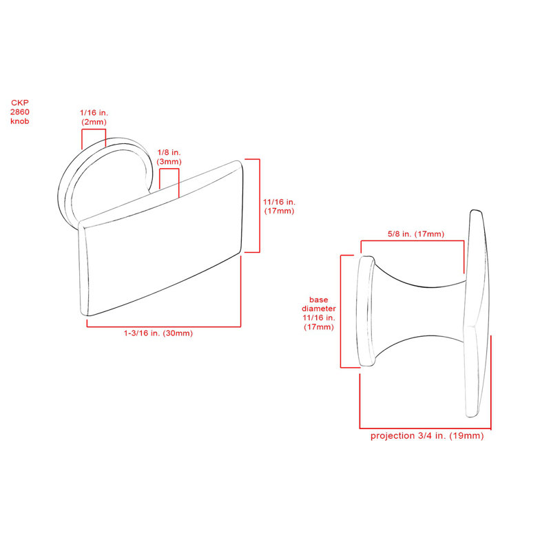 Origins 1 3/16" Length Rectangle Knob, Brushed Nickel
