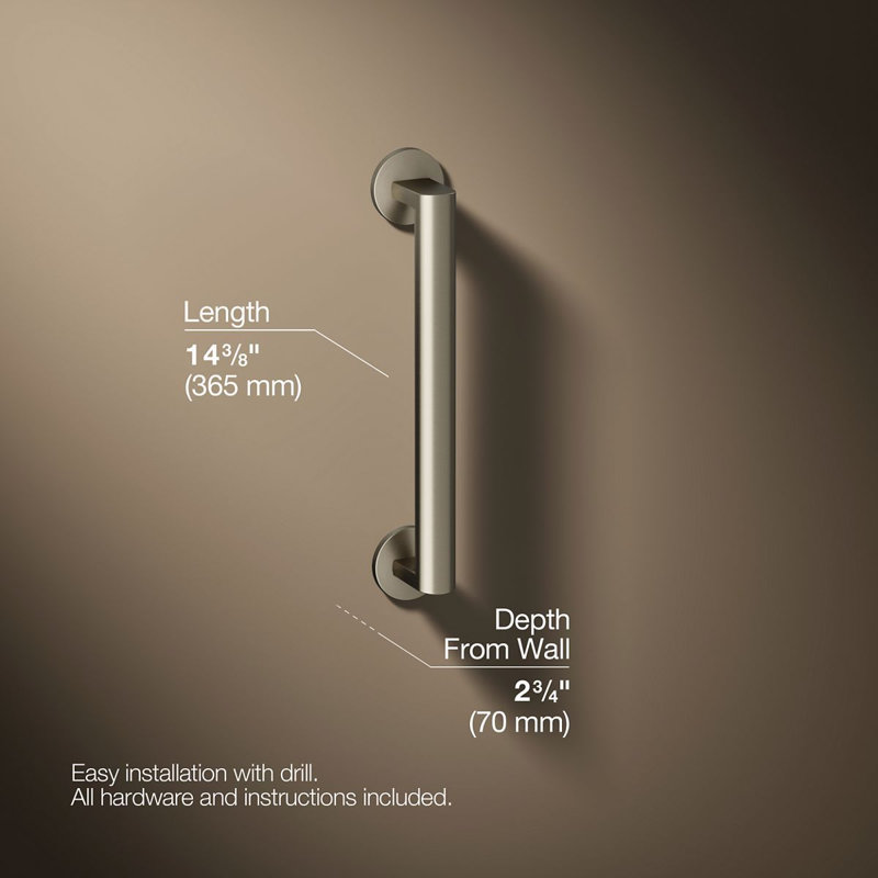 Components In Grab Bar, Vibrant Brushed Nickel, 12" W