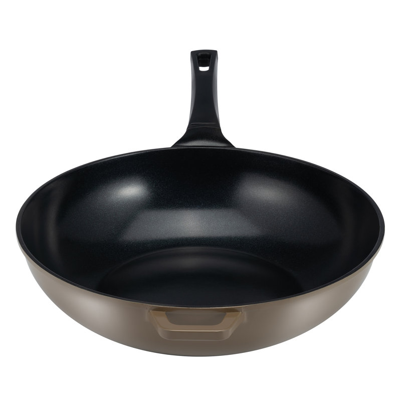 Wok Green Earth par Ozeri, avec revêtement antiadhésif en céramique lisse (100% PTFE et sans PFOA), Shitake brun