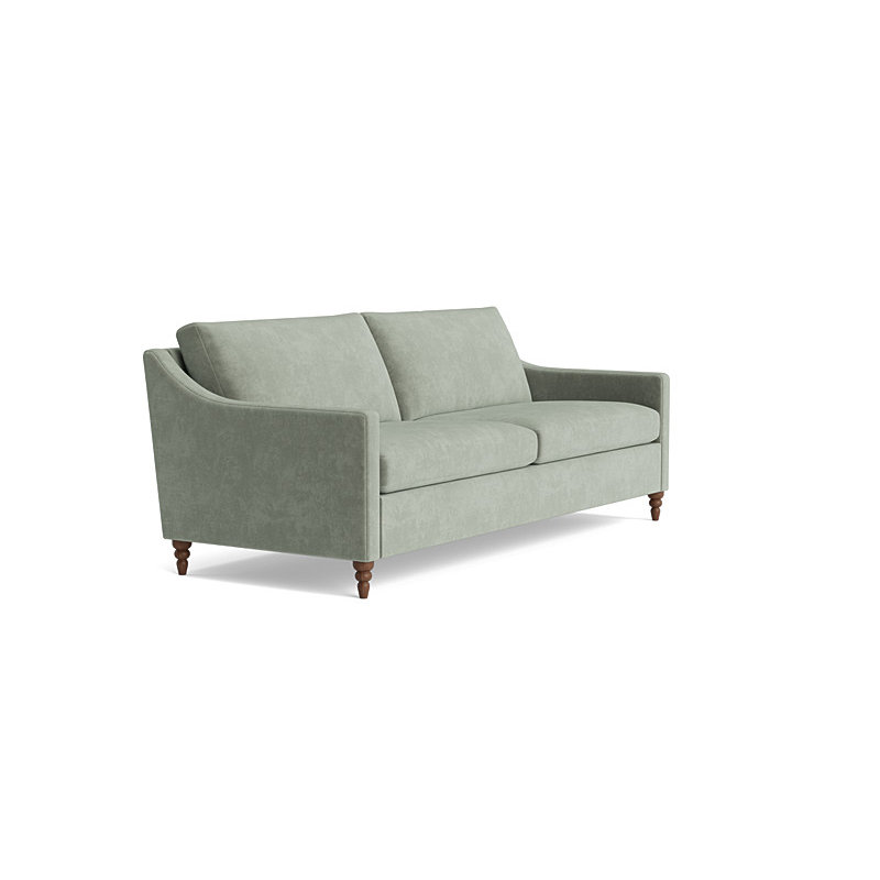 Vera Sofa (85"), Walnut Finish (Turned), Velvet - Sage