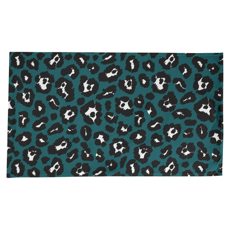 Nappe en mélange de coton à imprimé animalier, 102 po x 58 po, Vert foncé / noir / blanc