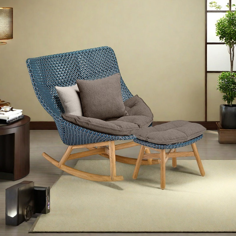 Chaise berçante PE, Bleu, Gris foncé