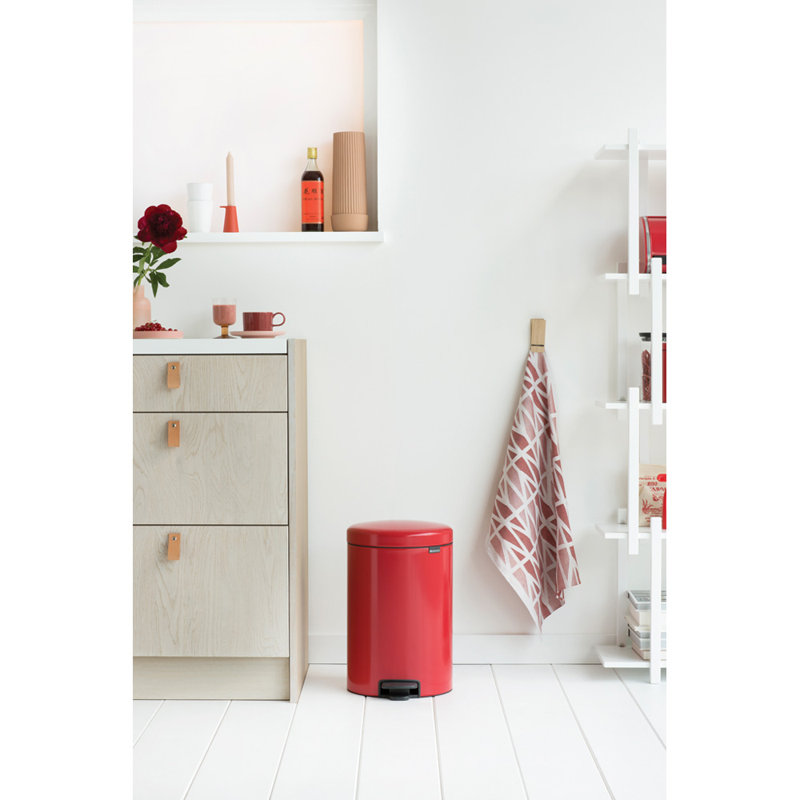 Brabantia NewIcon Soft Closing 20 Litre Pedal Bin, Passion Red