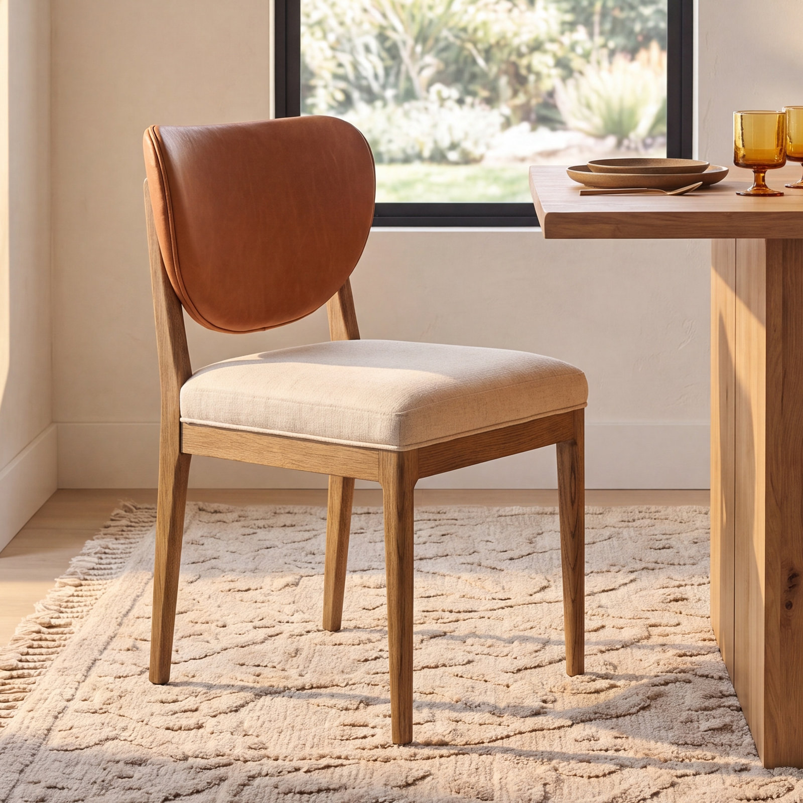 Barbet Genuine Leather Oak Dining Chair