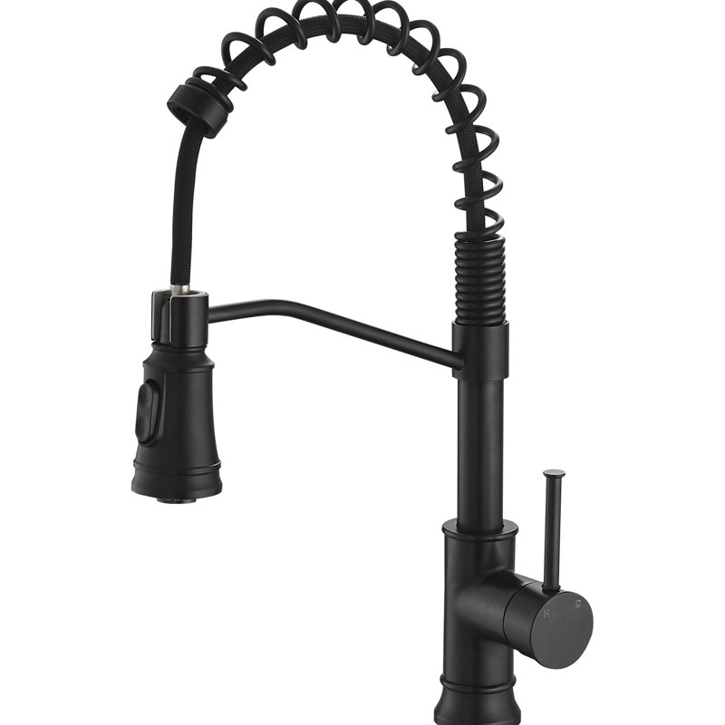 Robinet de cuisine en laiton massif avec retrait - un trou pour évier noir contemporain