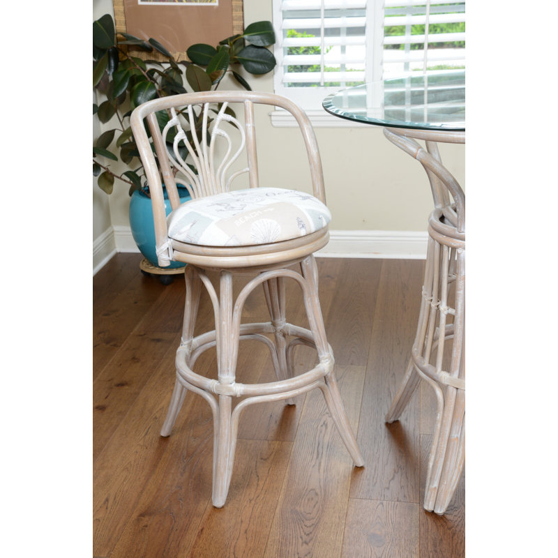 Conagh Swivel Upholstered Counter Stool, Bar Stool (30” Seat Height), Rustic Driftwood