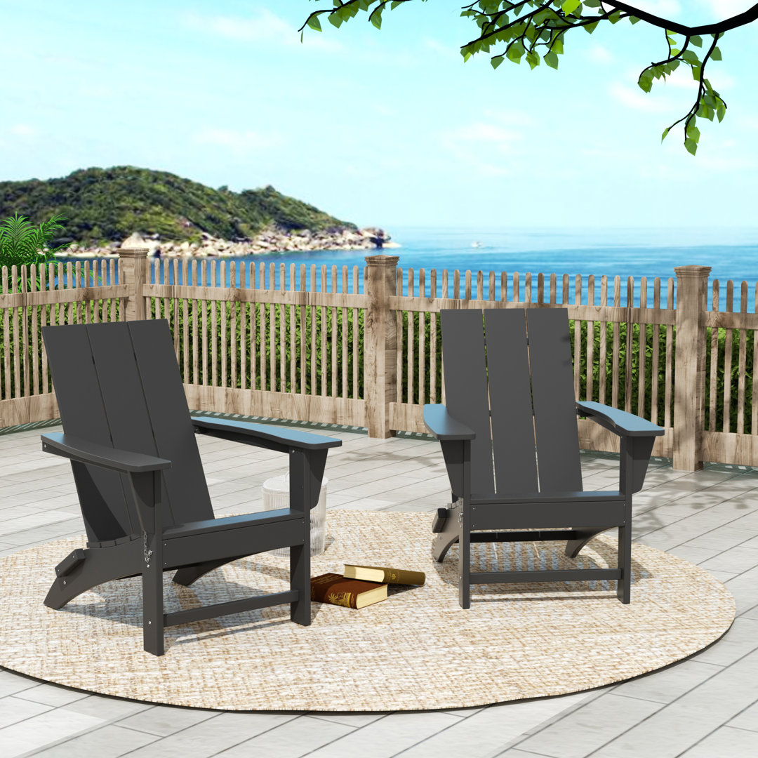 Laprade Foldable Outdoor Adirondack Set (Set of 2) Beachcrest Home™ 