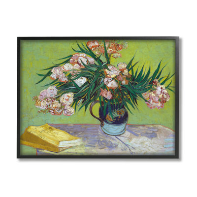 Bb-145-Fleurs classiques et livres encadrés sur bois par Vincent Van Gogh