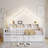 Guardrail Wooden House Bed With LED Light Strip and Storage Place-1613576413
