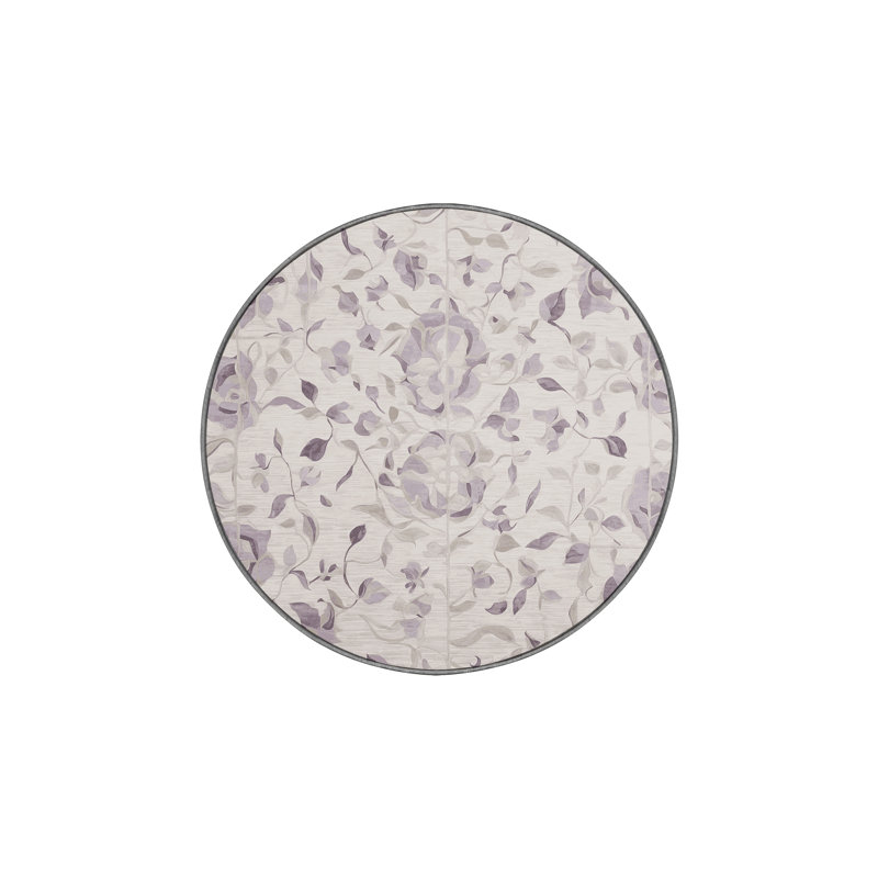 Machine Washable Gray Area Rug, Round 5'