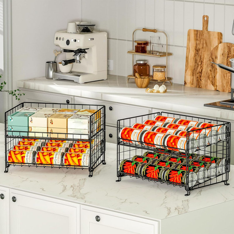 Ensemble de 2 boîtes de rangement empilables, rangement pour garde-manger, supports pour nourriture, distributeur multifonctionnel pour boissons gazeuses