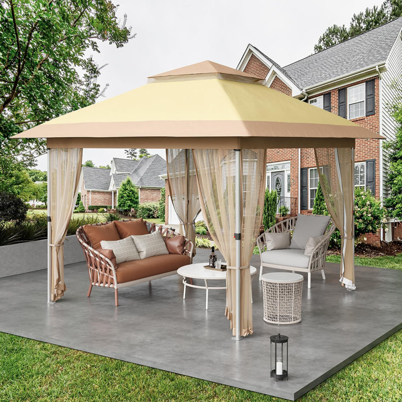 Outdoor Metal Patio , Beige, 11 ft. x 11 ft.
