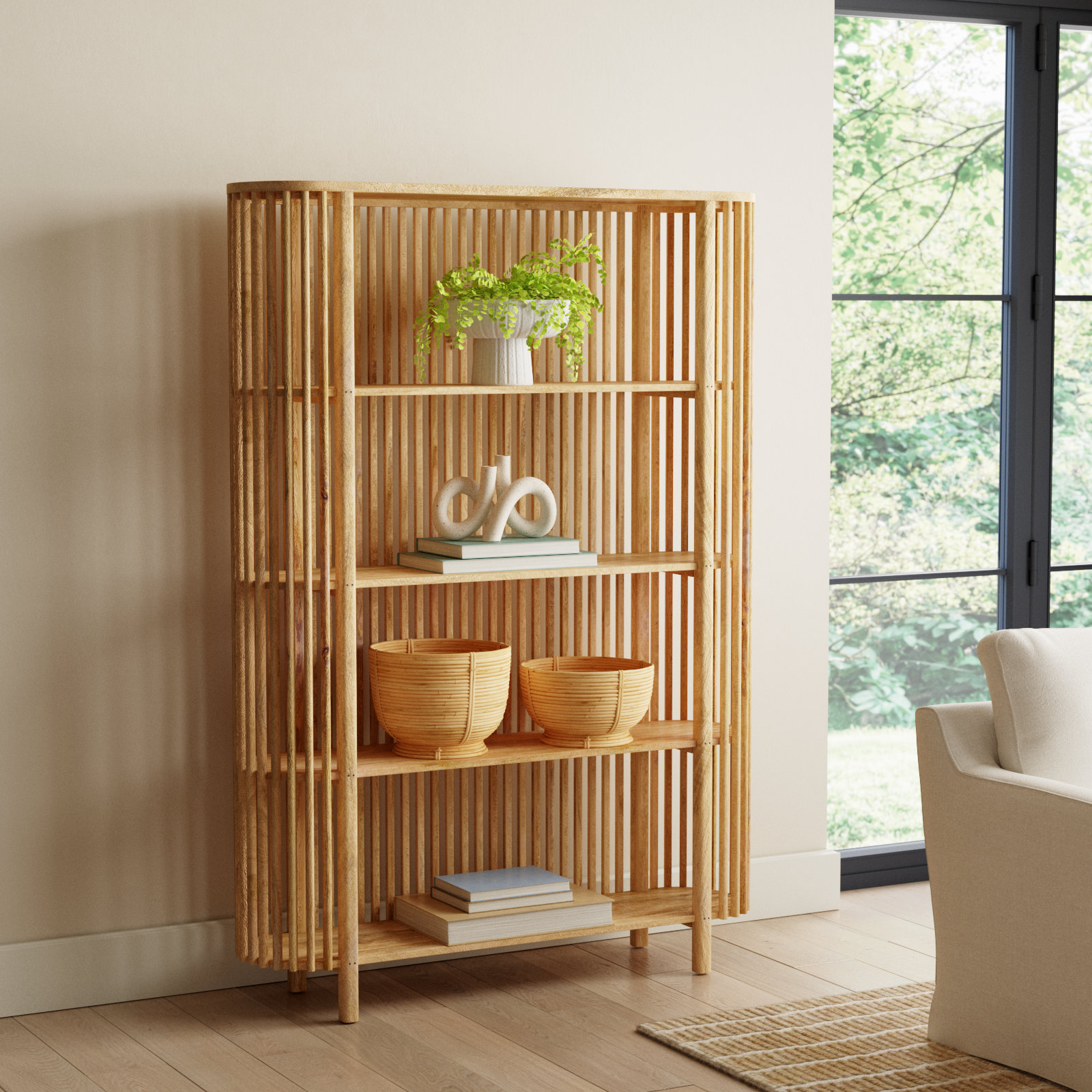 Milo 48" Mango Bookcase, Brown