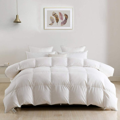 Babb 750 FP All Seasons Feathers Down Comforter, Ultra-Soft Egyptian-Quality Cotton Fabric, White
