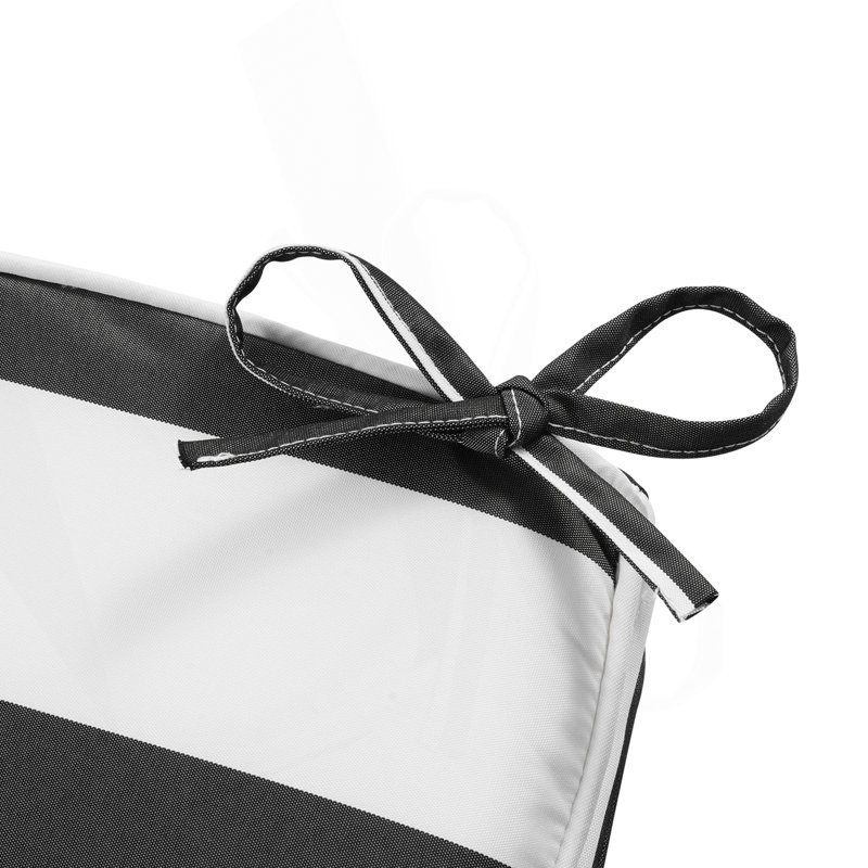 Set Of 2 Outdoor Chaise Lounge Chair Cushions Waterproof Thick, Black Striped, 24.8" H x 16.14" W x 9.84" D