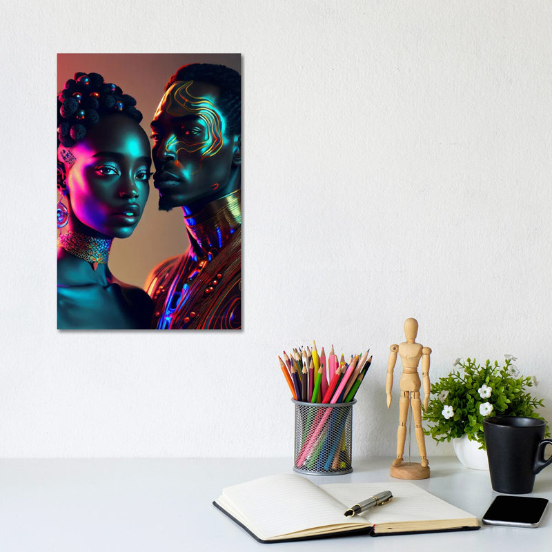 Afrofuturist African Royalty Queen And King II, Canvas, 12" H x 8" W x 0.75" D