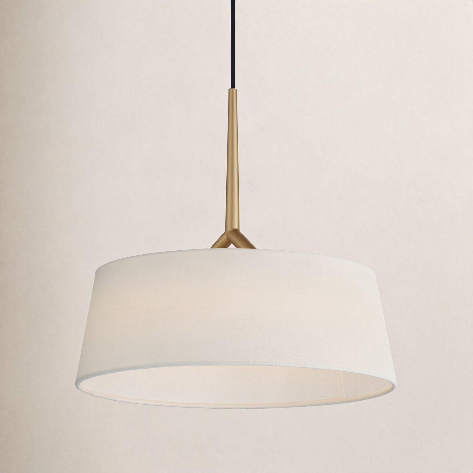 Melva Single Light Linen Steel Dimmable LED Pendant, 11" H x 16" W x 16" D, Natural Aged Brass