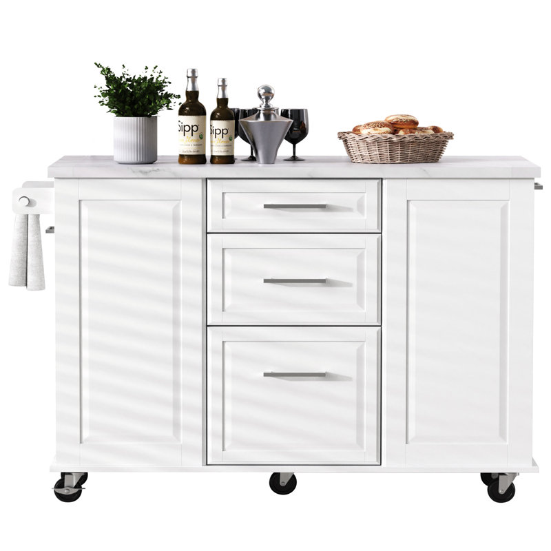 Îlot de cuisine 50,7 po Ardell, Blanc