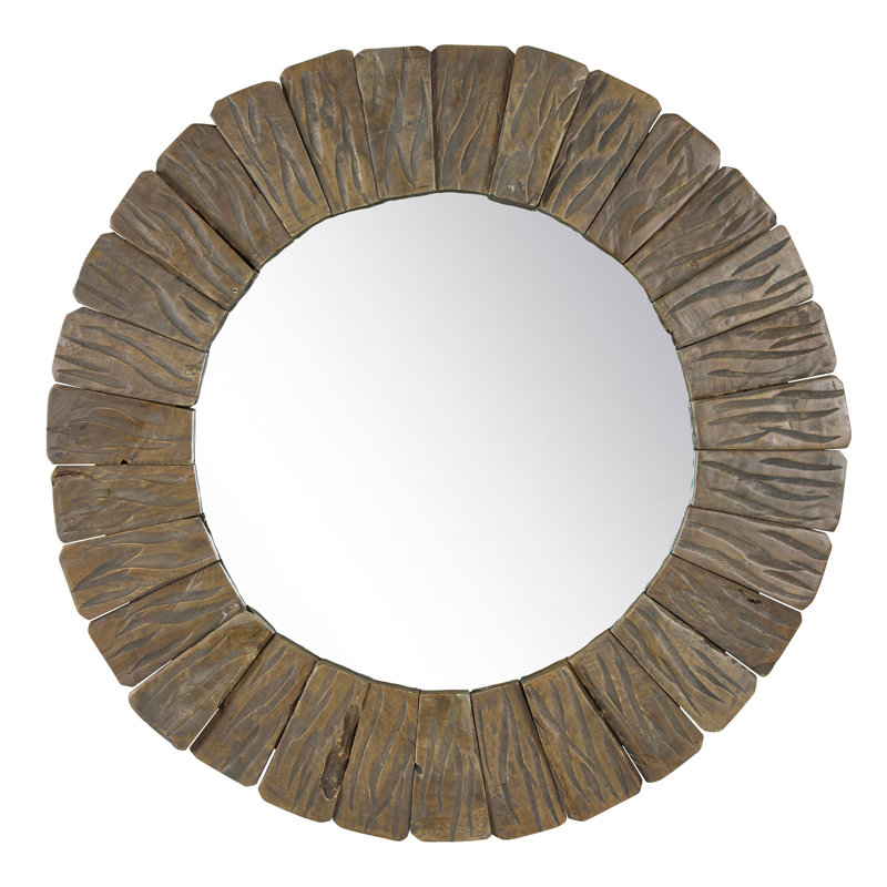 Backus Solid Wood Convex Mirror, Brown